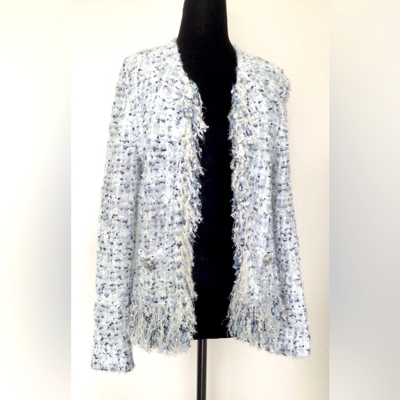 BALMAIN Luxurious White Silver & BlueTweed with Front Fringe - FR 40 / US 6 - Picture 4 of 8